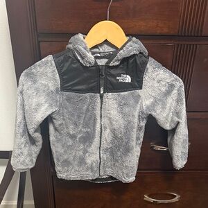 The North Face Kids Black and Gray Fleece Hooded Jacket